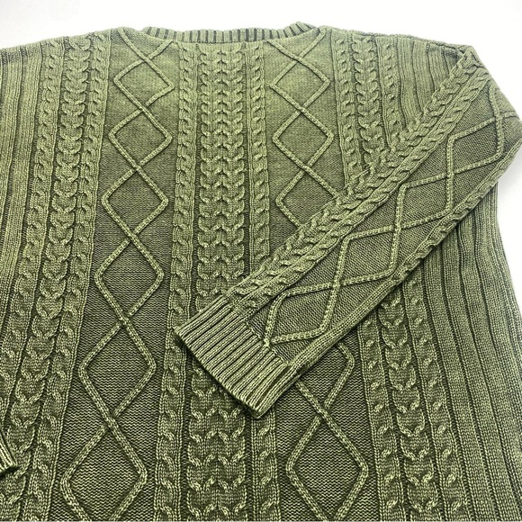Natural Reflections Women’s Olive Grunge V-Neck Cable Knit Sweater Small GRUNGE - Picture 11 of 13